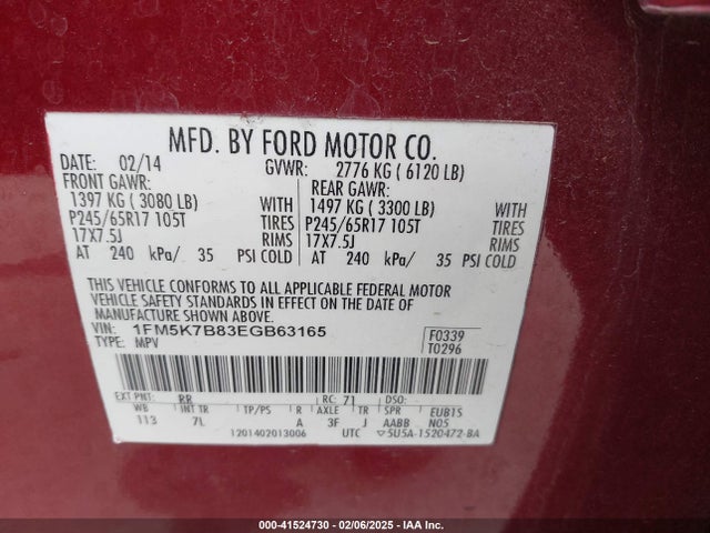 Ford Explorer 2014 1FM5K7B83EGB63165 Image 9