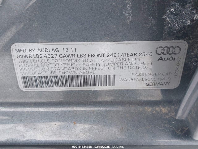 2012 AUDI A4 WAUBFAFL5CN019419 Photo 8