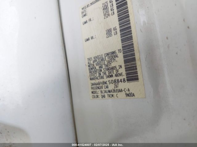 1N4AA6FV8NC508848 Nissan Maxima Platinum Xtronic Cvt