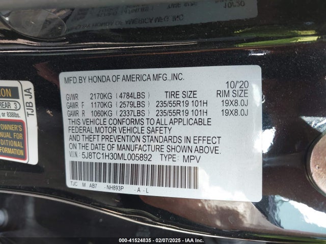 5J8TC1H30ML005892 Acura Rdx Standard