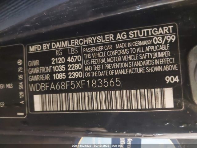 1999 MERCEDES-BENZ SL 500 WDBFA68F5XF183565 Photo 8