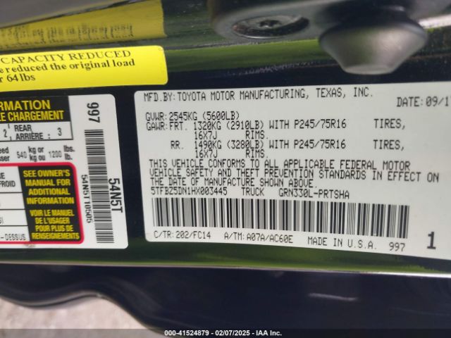 5TFBZ5DN1HX003445 Toyota Tacoma Sr5