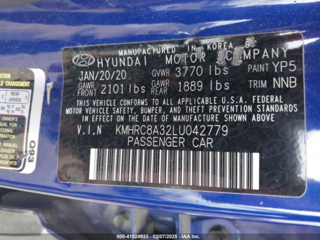 KMHRC8A32LU042779 Hyundai Venue Sel