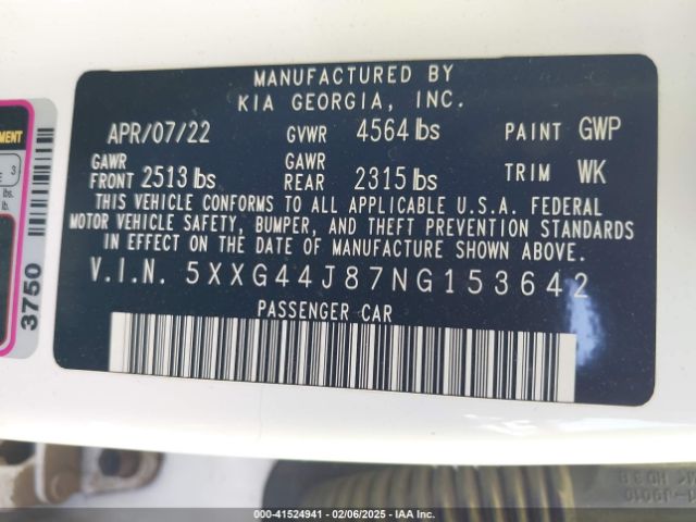 5XXG44J87NG153642 KIA K5 Gt