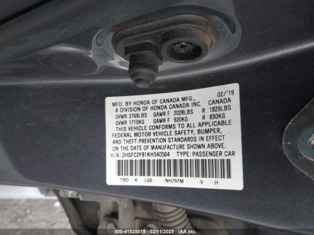 2HGFC2F81KH540564 Honda Civic Sport