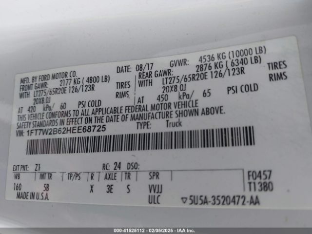 1FT7W2B62HEE68725 Ford F-250 Lariat
