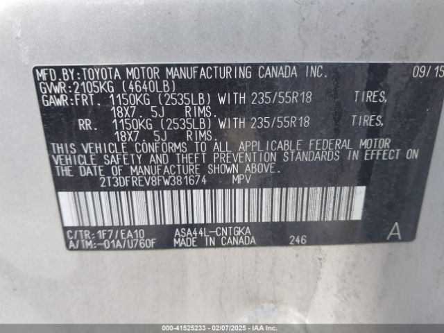 2T3DFREV8FW381674 Toyota Rav4 Limited