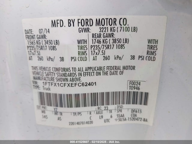 Ford F-150 Xl 2014 1FTFX1CFXEFC62401 Image 9