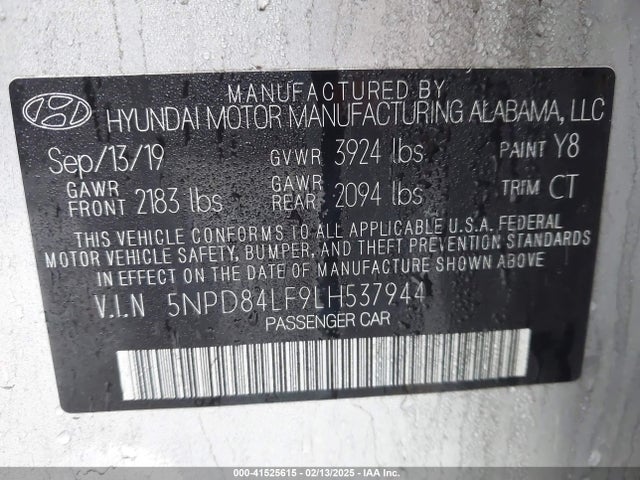 5NPD84LF9LH537944 Hyundai Elantra Limited