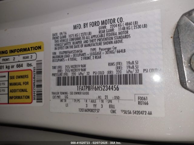 1FATP8FF6H5234456 Ford Mustang Gt Premium