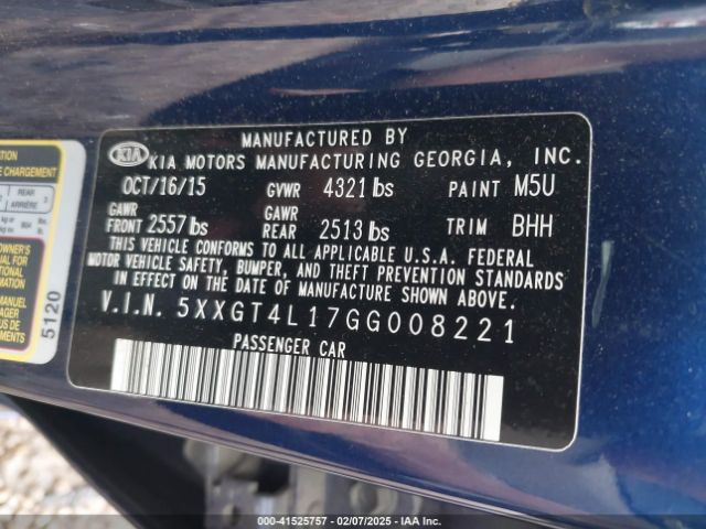 5XXGT4L17GG008221 KIA Optima Lx Turbo