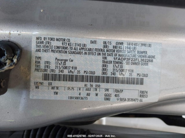 Ford FOCUS SE 2015 1FADP3F22FL362268 Image 9