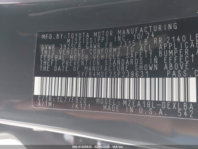 Toyota COROLLA LE 2025 5YFB4MDE2SP238631 Image 9
