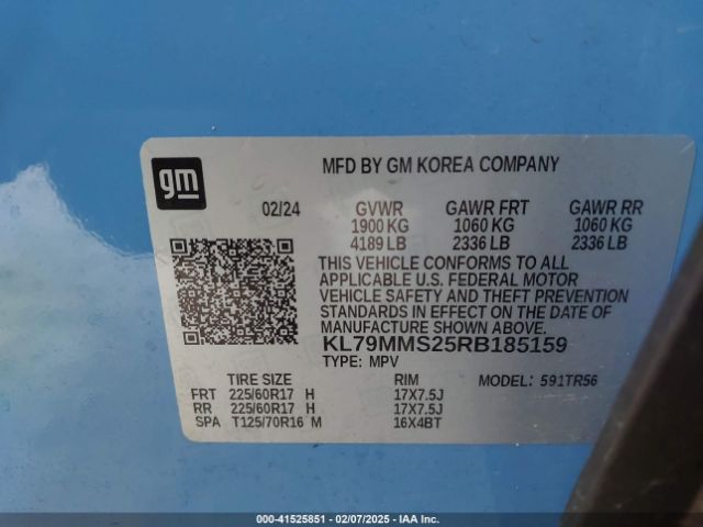 KL79MMS25RB185159 Chevrolet Trailblazer Fwd Ls