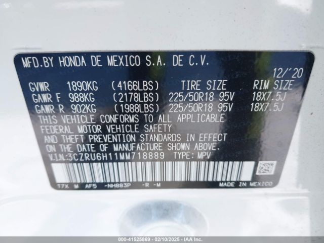 3CZRU6H11MM718889 Honda Hr-v Awd Sport
