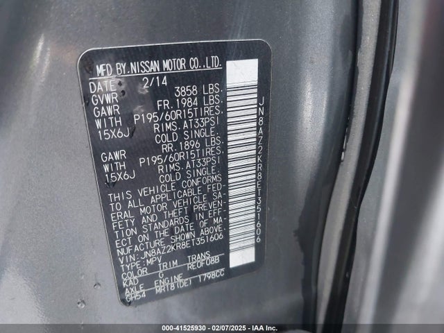 Nissan Cube 1.8 S 2014 JN8AZ2KR8ET351606 Image 9
