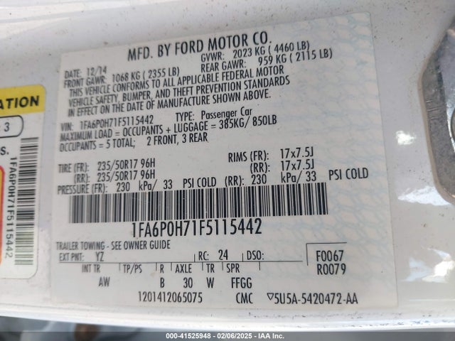 2015 Ford Fusion Se მანქანა იყიდება აუქციონზე, vin: 1FA6P0H71F5115442, აუქციონის ნომერი: 41525948