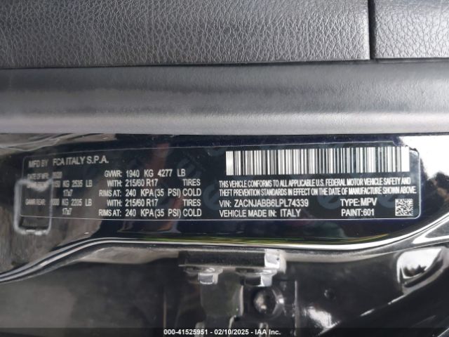 ZACNJABB6LPL74339 Jeep Renegade Altitude Fwd