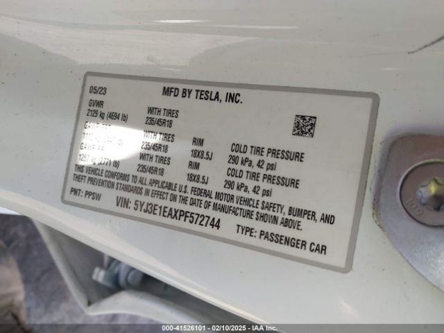 5YJ3E1EAXPF572744 Tesla Model 3 Rear-wheel Drive