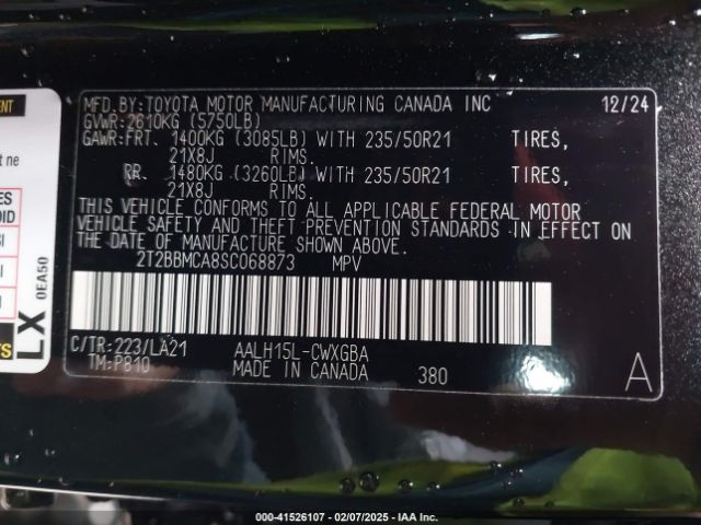 2T2BBMCA8SC068873 Lexus Rx 350h Luxury