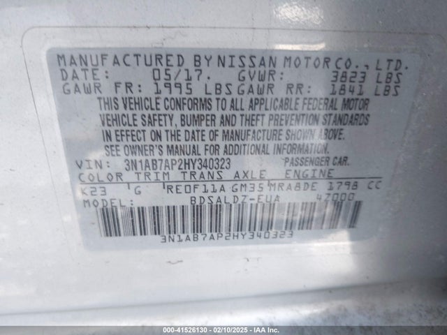 Nissan SENTRA SV 2017 3N1AB7AP2HY340323 Image 9