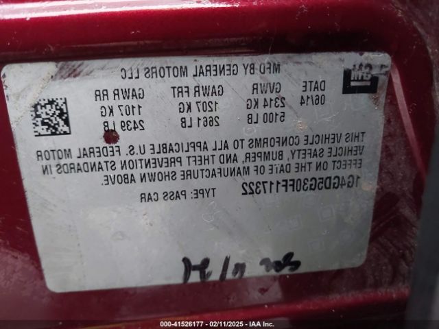 1G4GD5G30FF117322 Buick Lacrosse Premium I