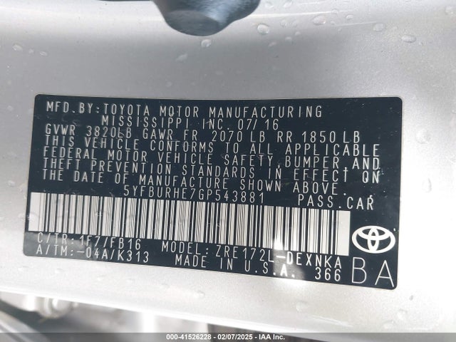 Toyota Corolla Le Plus 2016 5YFBURHE7GP543881 Image 9
