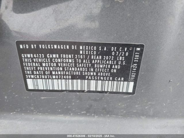 3VWCB7BU7LM072408 Volkswagen Jetta 1.4t R-line/1.4t S/1.4t Se