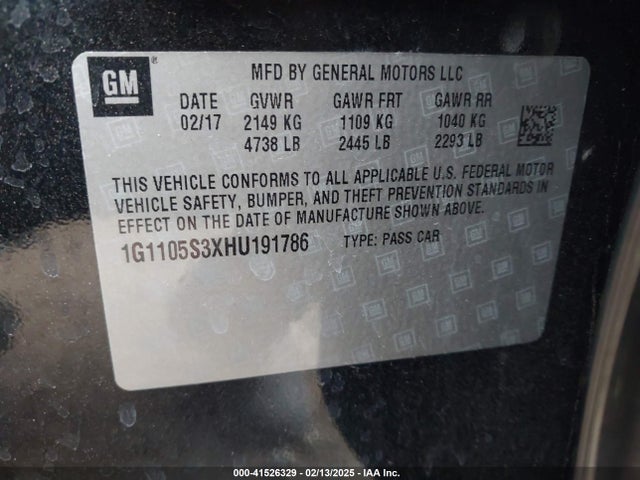 1G1105S3XHU191786 Chevrolet IMPALA 1LT