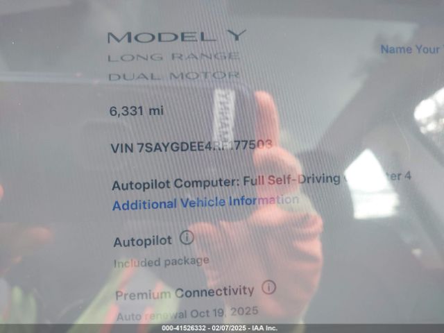 7SAYGDEE4RF177503 Tesla Model Y Long Range Dual Motor All-wheel Drive