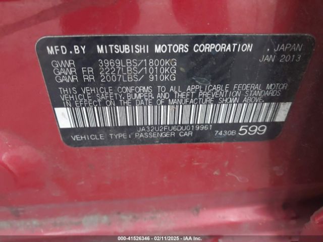 2013 MITSUBISHI LANCER JA32U2FU6DU019961 Photo 8