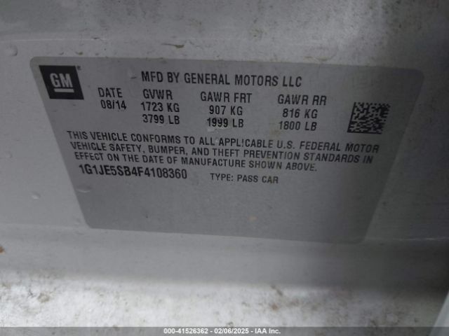 1G1JE5SB4F4108360 Chevrolet Sonic Ltz Auto