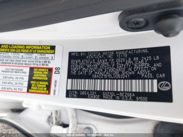 58ADZ1B1XLU063241 Lexus ES 350
