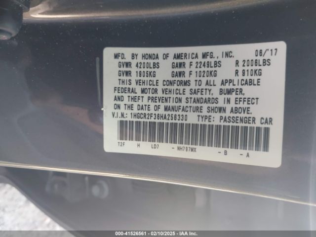 1HGCR2F36HA256330 Honda ACCORD LX