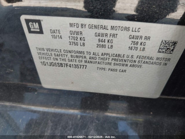 Chevrolet Sonic Rs Auto 2015 1G1JG6SB7F4135777 Image 9