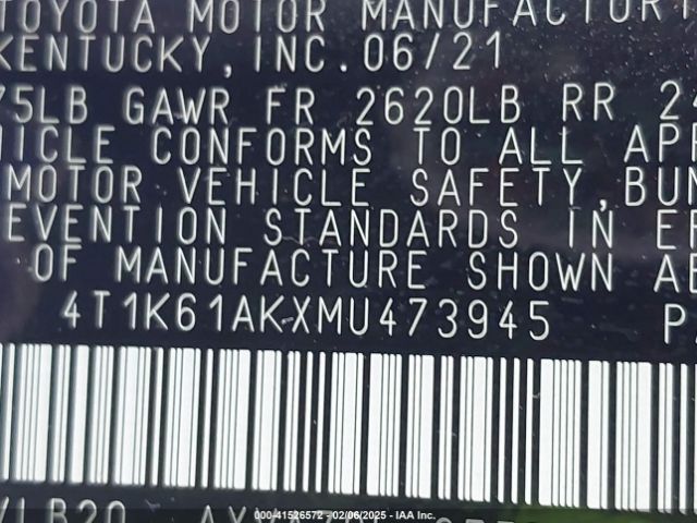 4T1K61AKXMU473945 Toyota CAMRY XSE