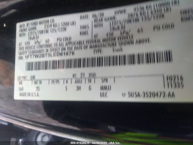1FT7W2BT5LED61876 Ford F-250 Xlt