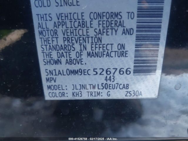 5N1AL0MM9EC526766 Infiniti QX60