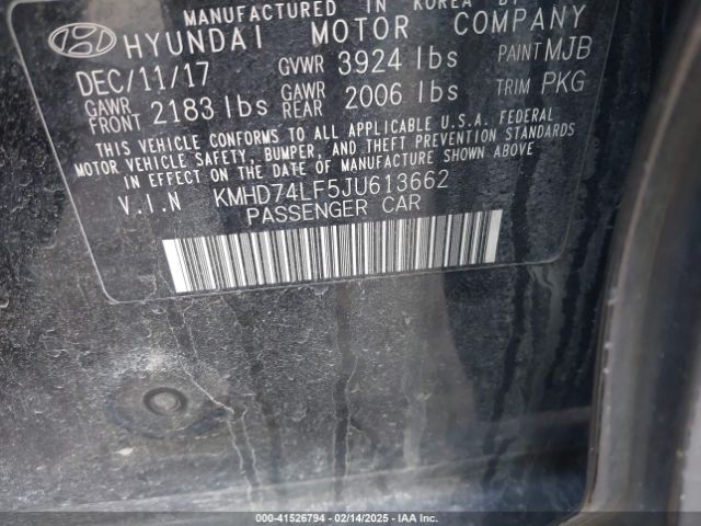 KMHD74LF5JU613662 Hyundai ELANTRA SE