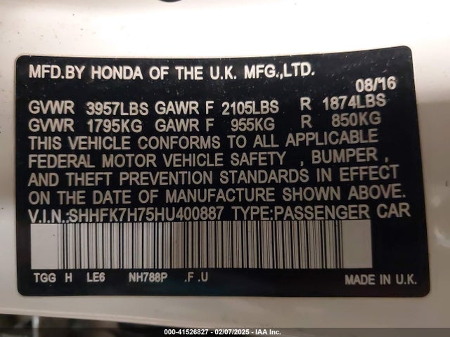 Honda Civic Ex-l 2017 SHHFK7H75HU400887 Image 9