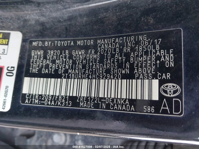 Toyota COROLLA LE 2017 2T1BURHE4HC929420 Image 9