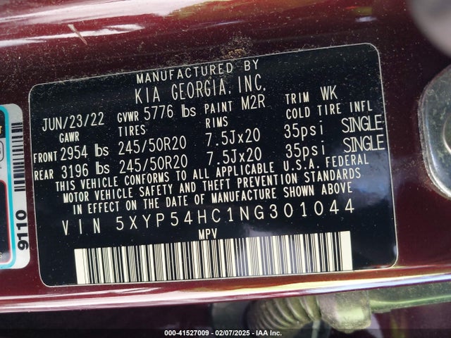 5XYP54HC1NG301044 KIA Telluride Sx