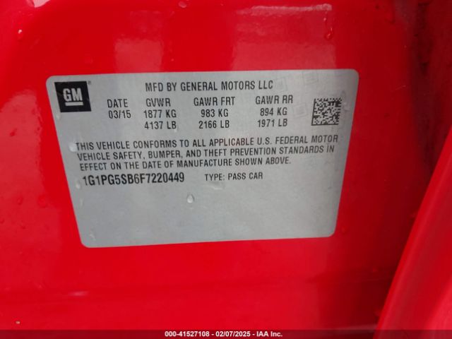 1G1PG5SB6F7220449 Chevrolet CRUZE LTZ