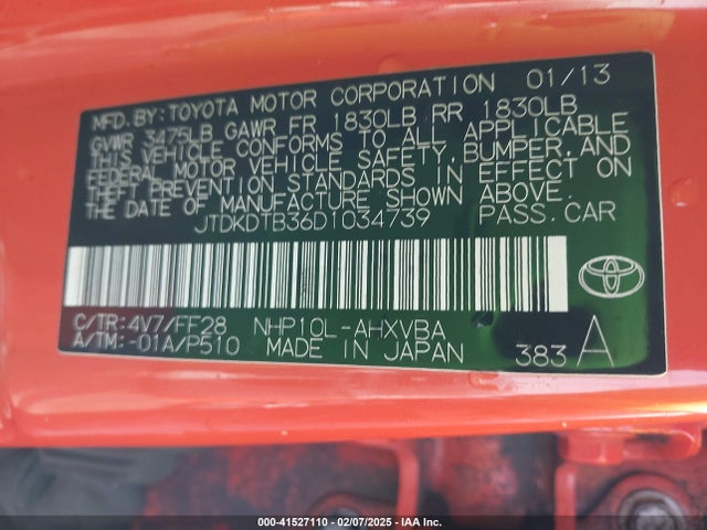 Продажа на аукционе авто 2013 Toyota Prius C Two, vin: JTDKDTB36D1034739, номер лота: 41527110
