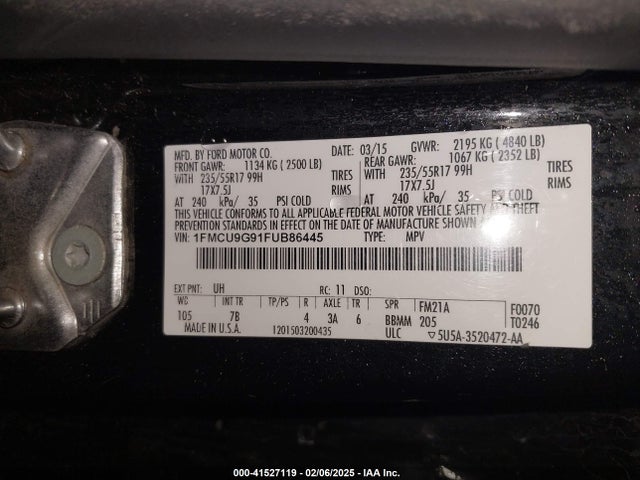 Ford ESCAPE SE 2015 1FMCU9G91FUB86445 Image 9