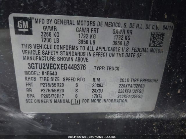 3GTU2VECXEG449376 GMC Sierra 1500 Slt