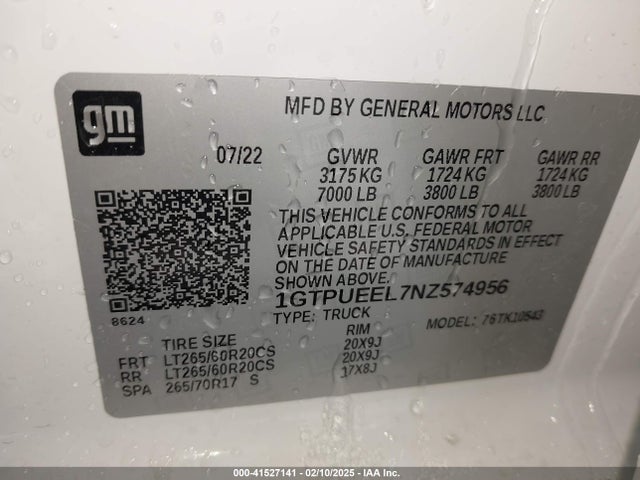 1GTPUEEL7NZ574956 GMC l87