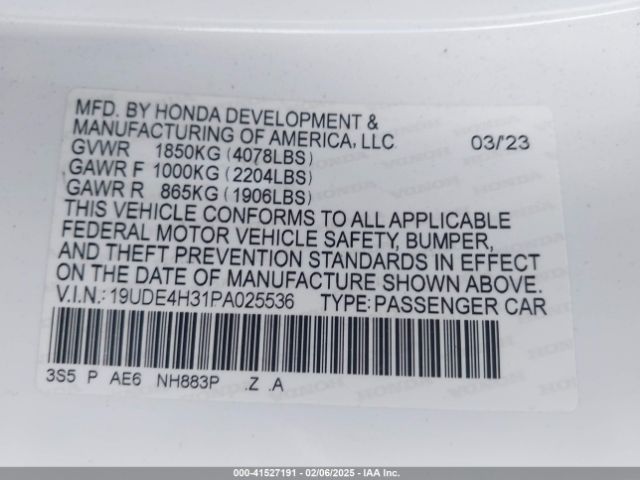 19UDE4H31PA025536 Acura Integra A-spec