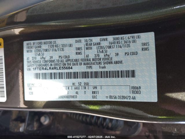 1FTER4LR4RLE55684 Ford Ranger Raptor