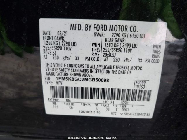 1FM5K8GC2MGB50098 Ford Explorer St